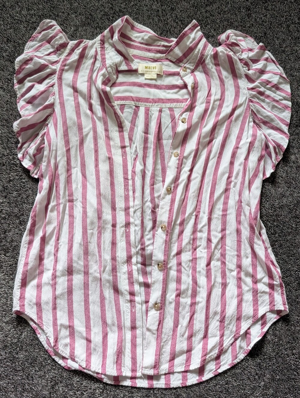 Maeve Striped Blouse in Pink & White